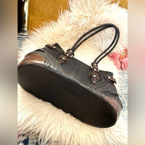 Brighton Handbag Embossed Leather Black & Brown - Picture 4 of 11